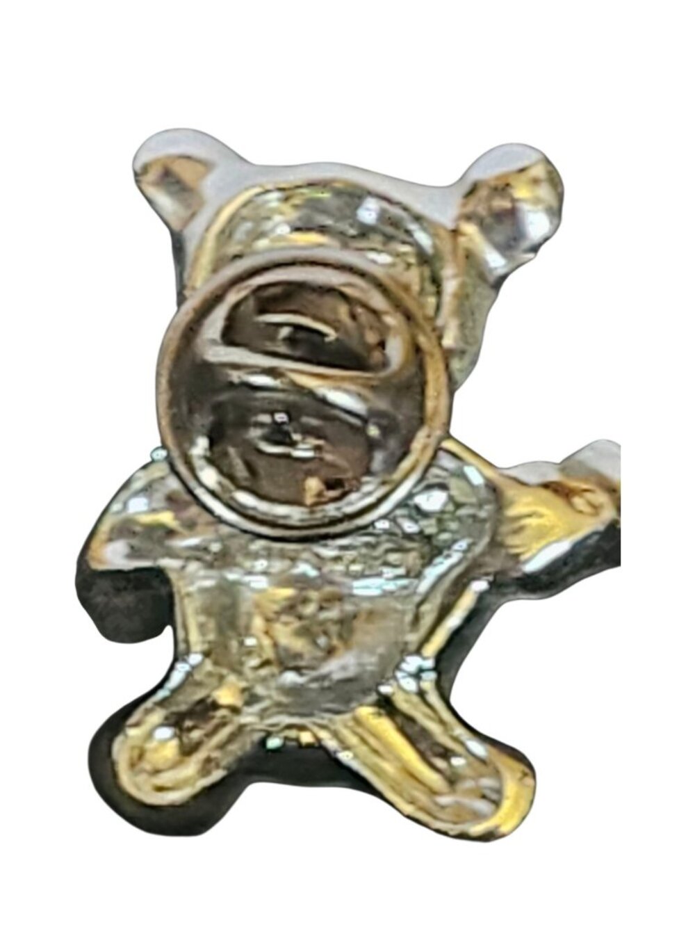 Vintage Signed Gigi Giusti Teddy Bear Pin Brooch Heart Matte Silver Tone - Picture 5 of 8